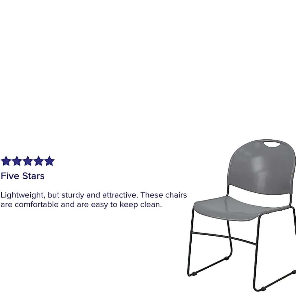 Flash Furniture HERCULES Plastic Ultra-Compact Stack Chair, Gray/Black