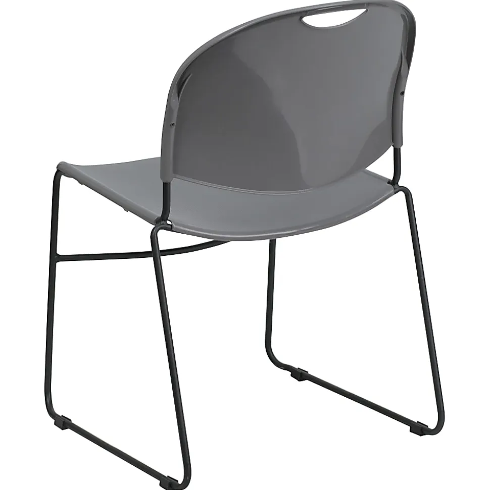 Flash Furniture HERCULES Plastic Ultra-Compact Stack Chair, Gray/Black