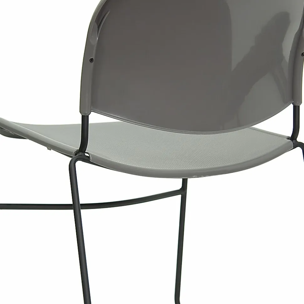 Flash Furniture HERCULES Plastic Ultra-Compact Stack Chair, Gray/Black