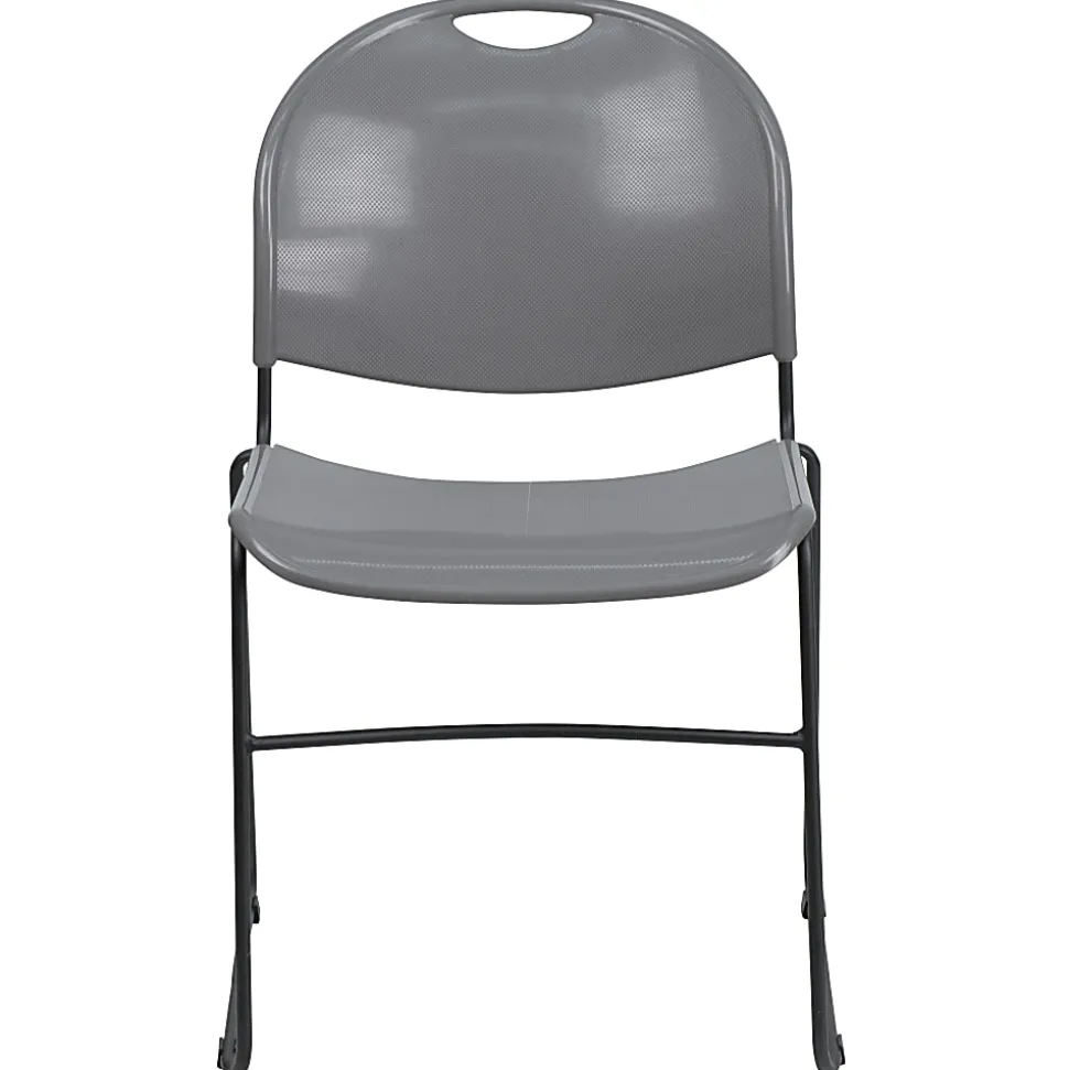 Flash Furniture HERCULES Plastic Ultra-Compact Stack Chair, Gray/Black