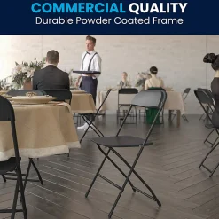 Flash Furniture Hercules Plastic Folding Chairs With 650-lb Capacity, Black, Set Of 2 Chairs