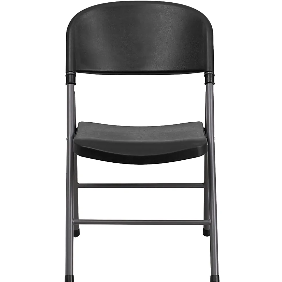 Flash Furniture HERCULES Plastic Folding Chairs, Black/Charcoal, Pack Of 6 Chairs