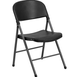 Flash Furniture HERCULES Plastic Folding Chairs, Black/Charcoal, Pack Of 6 Chairs