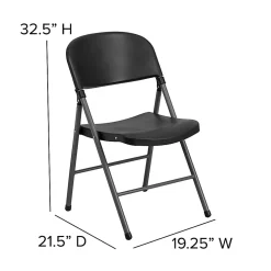 Flash Furniture HERCULES Plastic Folding Chairs, Black/Charcoal, Pack Of 6 Chairs