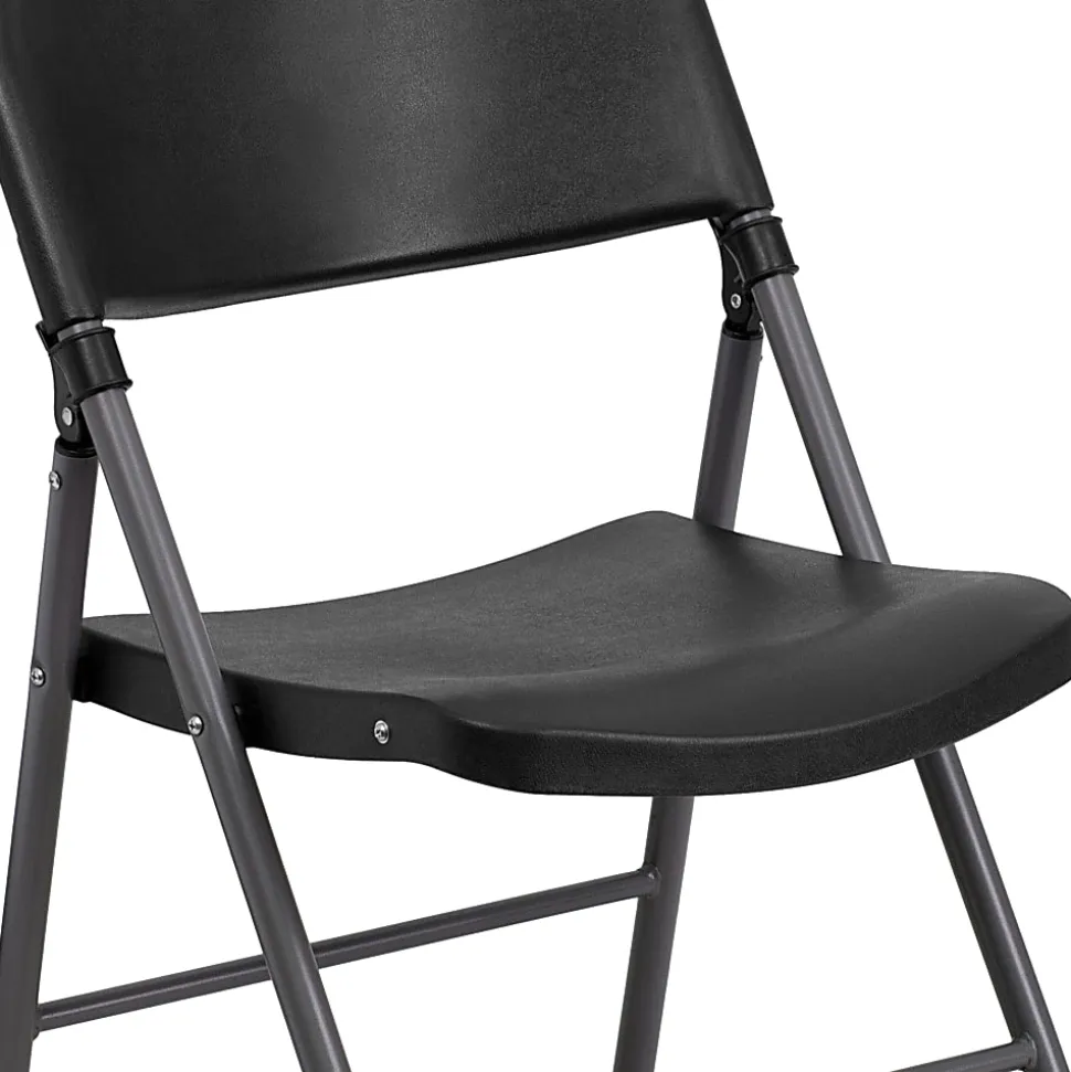 Flash Furniture HERCULES Plastic Folding Chairs, Black/Charcoal, Pack Of 6 Chairs