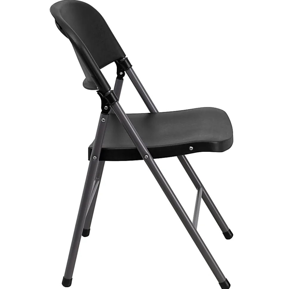 Flash Furniture HERCULES Plastic Folding Chairs, Black/Charcoal, Pack Of 6 Chairs