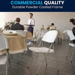 Flash Furniture HERCULES Plastic Folding Chair, White/Gray