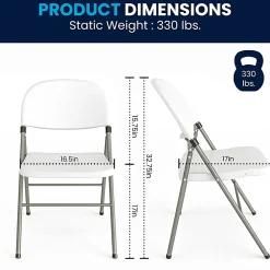 Flash Furniture HERCULES Plastic Folding Chair, White/Gray