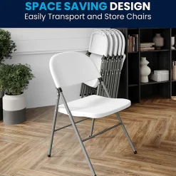 Flash Furniture HERCULES Plastic Folding Chair, White/Gray