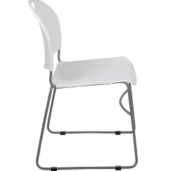Flash Furniture HERCULES Plastic Ultra-Compact Stack Chair, White/Silver