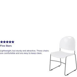Flash Furniture HERCULES Plastic Ultra-Compact Stack Chair, White/Silver