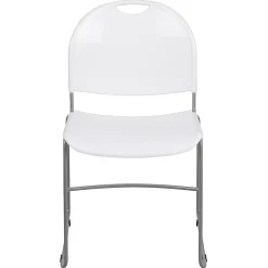 Flash Furniture HERCULES Plastic Ultra-Compact Stack Chair, White/Silver