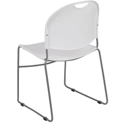 Flash Furniture HERCULES Plastic Ultra-Compact Stack Chair, White/Silver