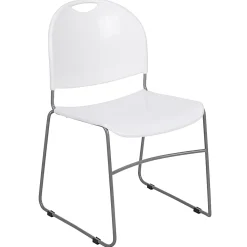 Flash Furniture HERCULES Plastic Ultra-Compact Stack Chair, White/Silver