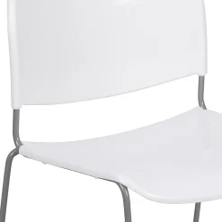Flash Furniture HERCULES Plastic Ultra-Compact Stack Chair, White/Silver