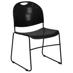 Flash Furniture HERCULES Plastic Ultra-Compact Stack Chair, Black