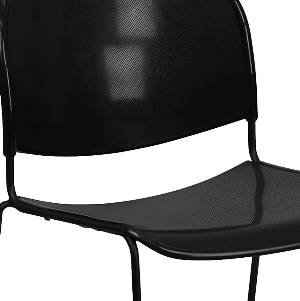 Flash Furniture HERCULES Plastic Ultra-Compact Stack Chair, Black