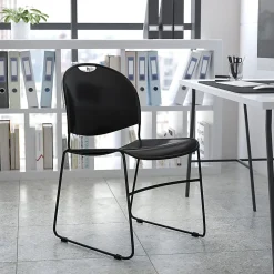 Flash Furniture HERCULES Plastic Ultra-Compact Stack Chair, Black