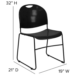 Flash Furniture HERCULES Plastic Ultra-Compact Stack Chair, Black