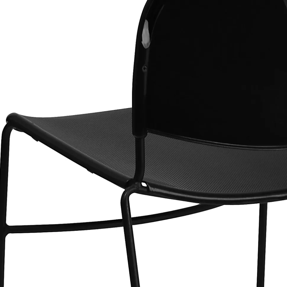 Flash Furniture HERCULES Plastic Ultra-Compact Stack Chair, Black