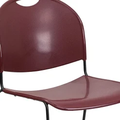 Flash Furniture HERCULES Plastic Ultra-Compact Stack Chair, Burgundy Plastic/Black Frame