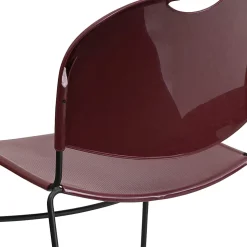 Flash Furniture HERCULES Plastic Ultra-Compact Stack Chair, Burgundy Plastic/Black Frame