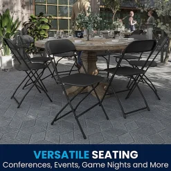 Flash Furniture Hercules Premium Folding Chairs, Set Of 10 Folding Chairs, Black