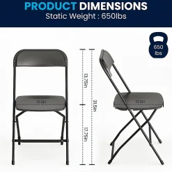 Flash Furniture Hercules Premium Folding Chairs, Set Of 10 Folding Chairs, Black