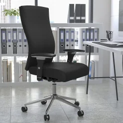 Flash Furniture HERCULES Series 24/7 Intensive-Use Ergonomic High-Back Executive Multifunction Office Chair, Black LeatherSoft/Gray -GOWY85H1