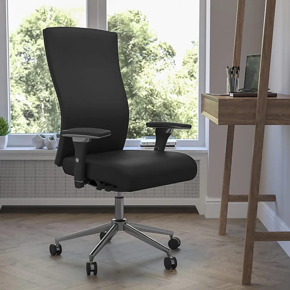 Flash Furniture HERCULES Series 24/7 Intensive-Use Ergonomic High-Back Executive Multifunction Office Chair, Black LeatherSoft/Gray -GOWY85H1