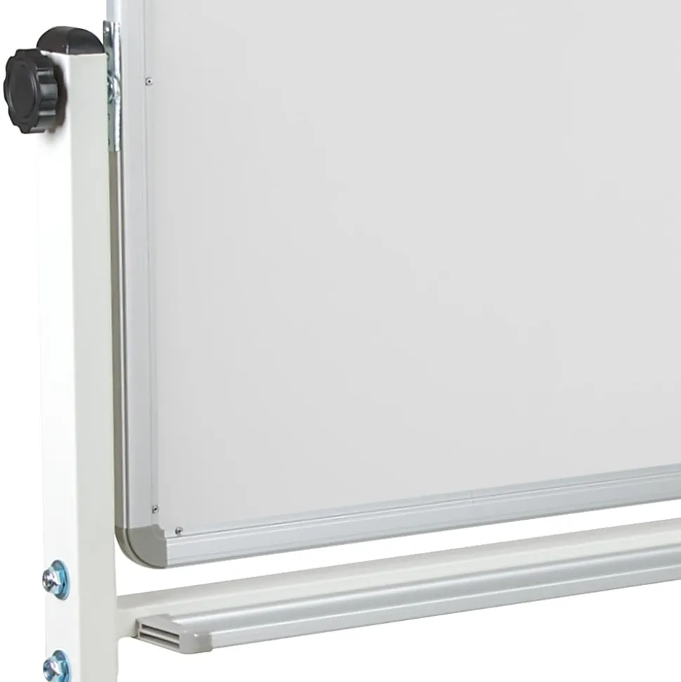 Flash Furniture HERCULES Series Double-Sided Mobile White Board With Pen Tray, 54-3/4"H x 45-1/4"W x 20"D, White, Gray Frame
