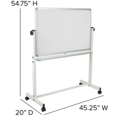 Flash Furniture HERCULES Series Double-Sided Mobile White Board With Pen Tray, 54-3/4