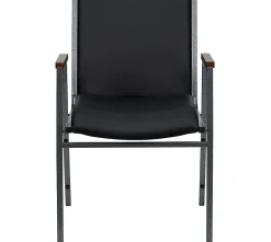 Flash Furniture HERCULES Series Heavy-Duty Stack Chair With Arms, Black