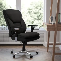 Flash Furniture HERCULES Series 24-7 Intensive Use Big & Tall Ergonomic Fabric High-Back Office Chair With Lumbar Knob And Headrest, Black/Gray