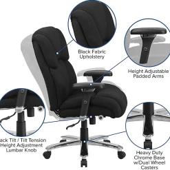 Flash Furniture HERCULES Series 24-7 Intensive Use Big & Tall Office Chair, Black
