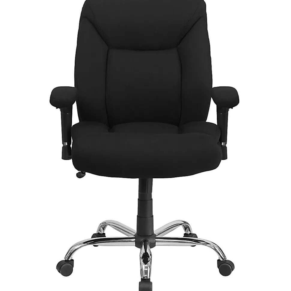 Flash Furniture HERCULES Series Big & Tall 400 lb. Rated Swivel Ergonomic Task Office Chair with Deep Tufted Seating and Adjustable Arms, Black/Chrome