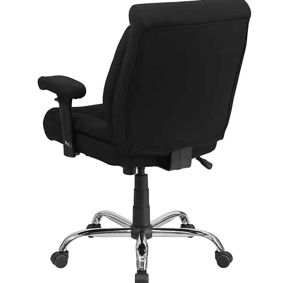 Flash Furniture HERCULES Series Big & Tall 400 lb. Rated Swivel Ergonomic Task Office Chair with Deep Tufted Seating and Adjustable Arms, Black/Chrome