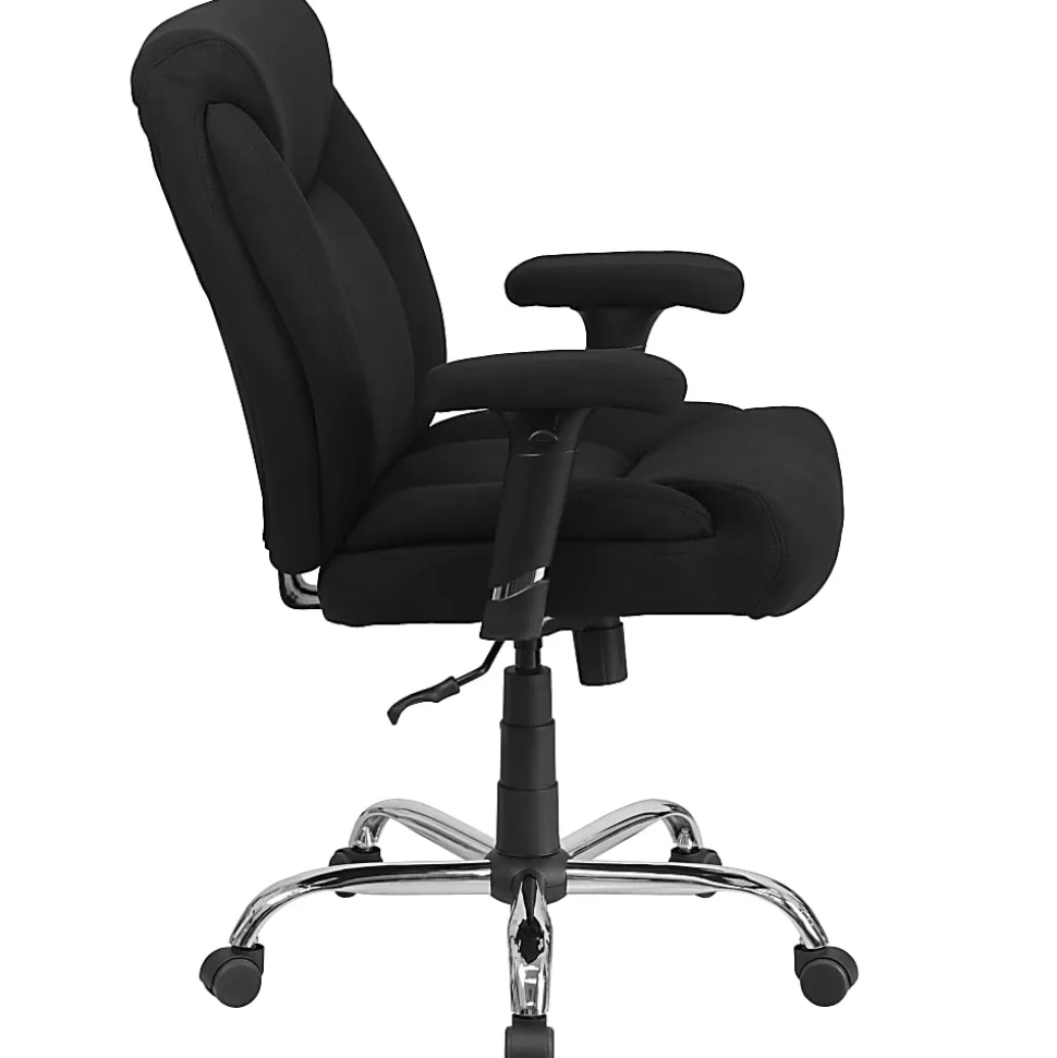 Flash Furniture HERCULES Series Big & Tall 400 lb. Rated Swivel Ergonomic Task Office Chair with Deep Tufted Seating and Adjustable Arms, Black/Chrome