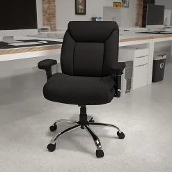 Flash Furniture HERCULES Series Big & Tall 400 lb. Rated Swivel Ergonomic Task Office Chair with Deep Tufted Seating and Adjustable Arms, Black/Chrome