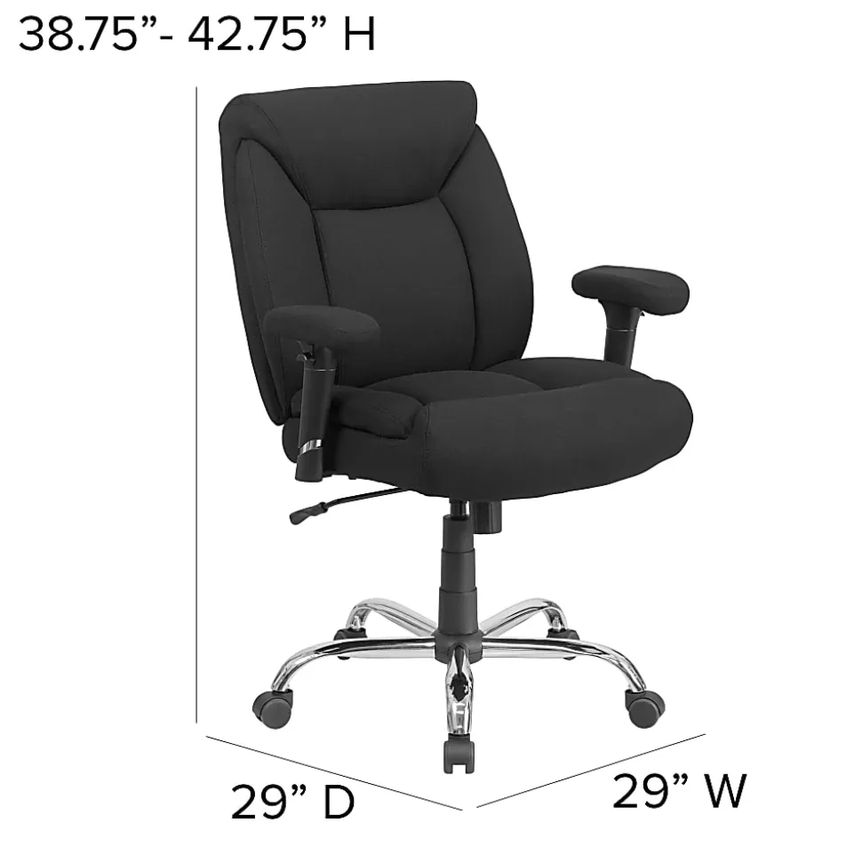 Flash Furniture HERCULES Series Big & Tall 400 lb. Rated Swivel Ergonomic Task Office Chair with Deep Tufted Seating and Adjustable Arms, Black/Chrome