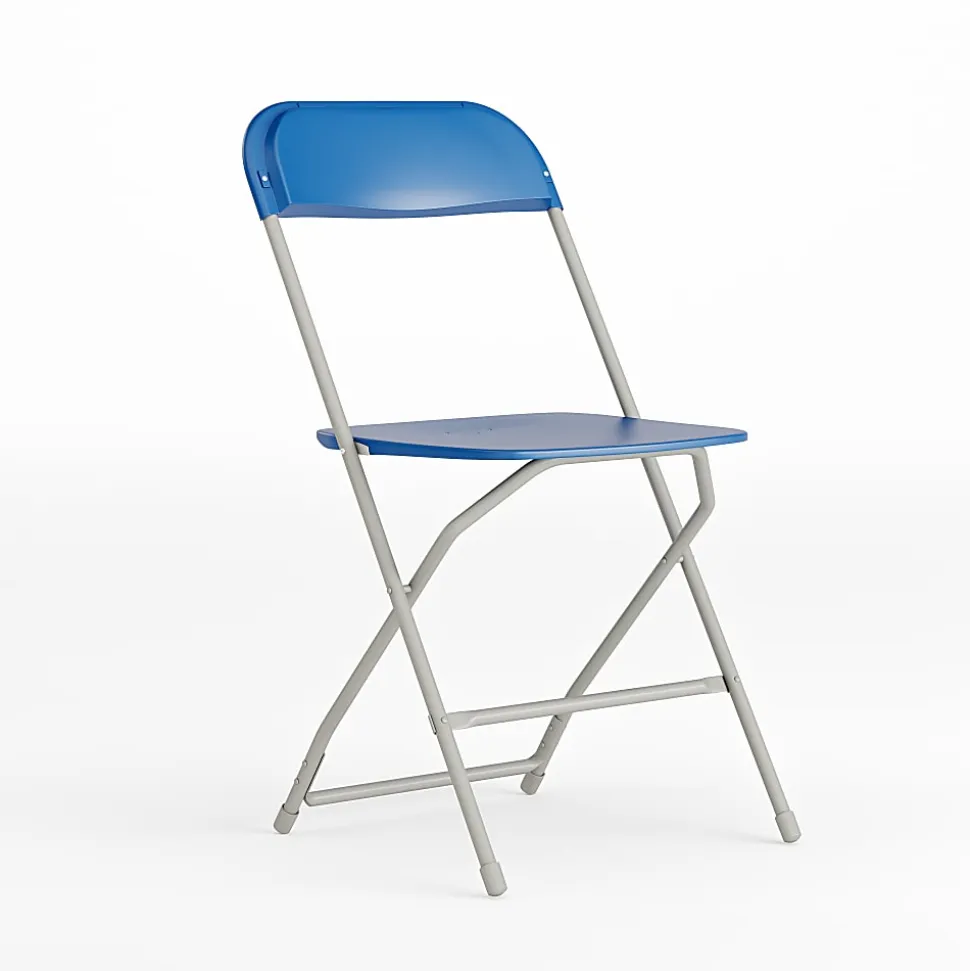 Flash Furniture HERCULES Series Premium Plastic Folding Chair, Blue/Gray