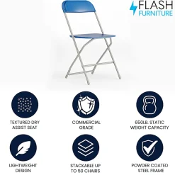 Flash Furniture HERCULES Series Premium Plastic Folding Chair, Blue/Gray