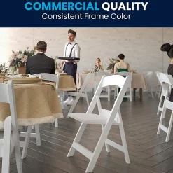 Flash Furniture HERCULES Series Resin Folding Chairs, White, Set Of 4 Chairs