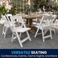 Flash Furniture HERCULES Series Resin Folding Chairs, White, Set Of 4 Chairs