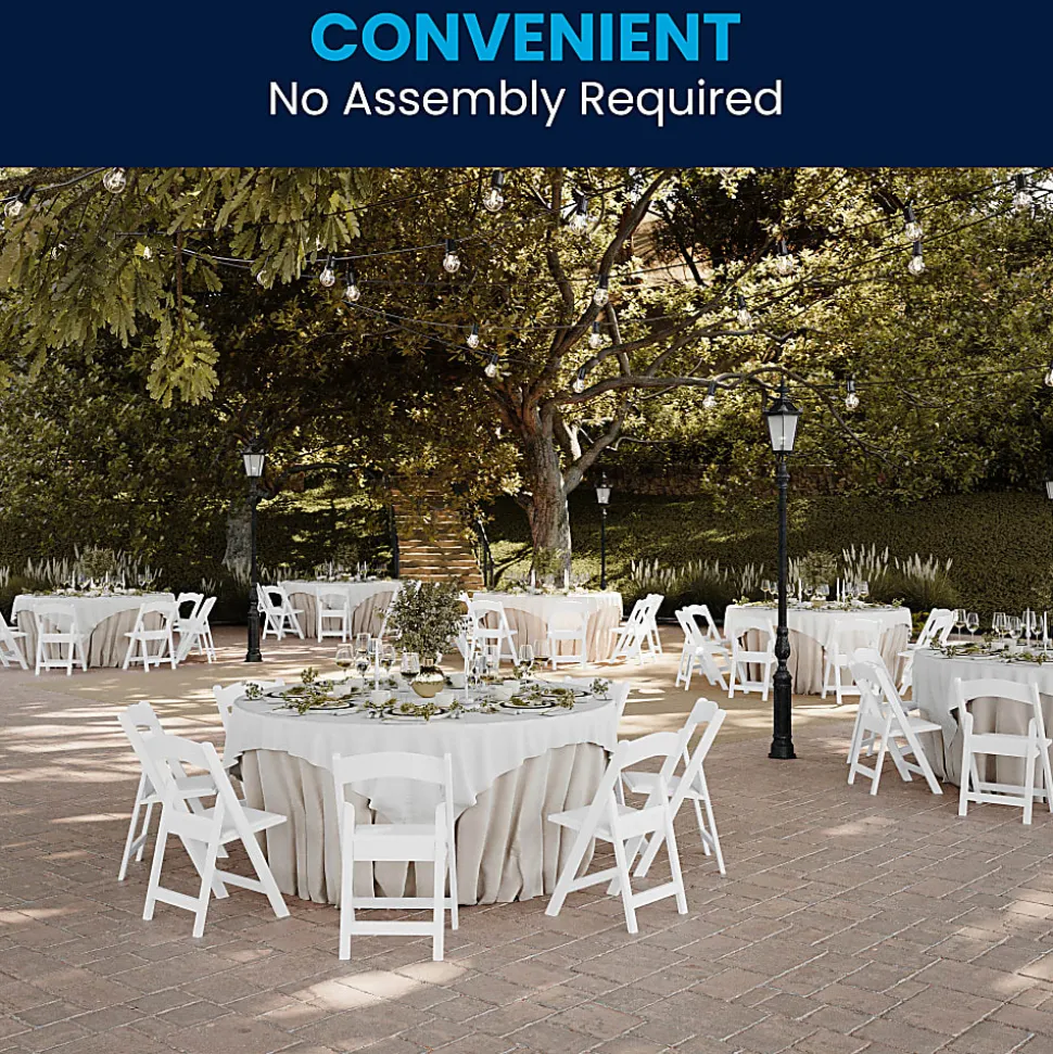 Flash Furniture HERCULES Series Resin Folding Chairs, White, Set Of 4 Chairs