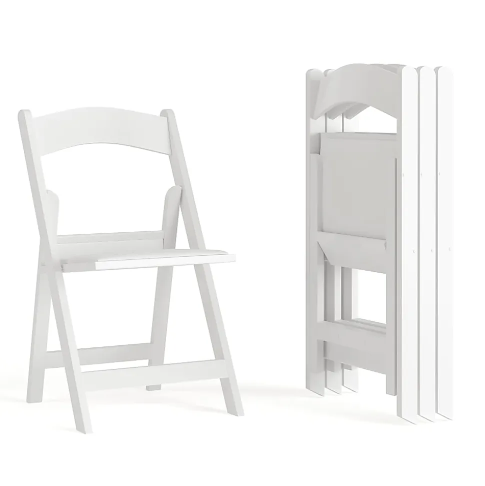 Flash Furniture HERCULES Series Resin Folding Chairs, White, Set Of 4 Chairs