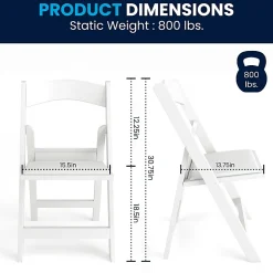 Flash Furniture HERCULES Series Resin Folding Chairs, White, Set Of 4 Chairs