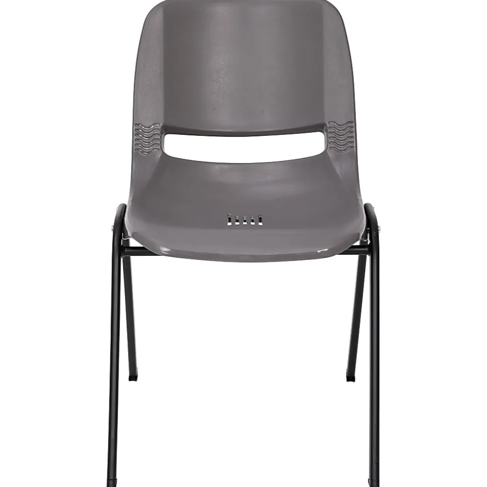Flash Furniture HERCULES Series Ergonomic Stack Chair, Gray/Black