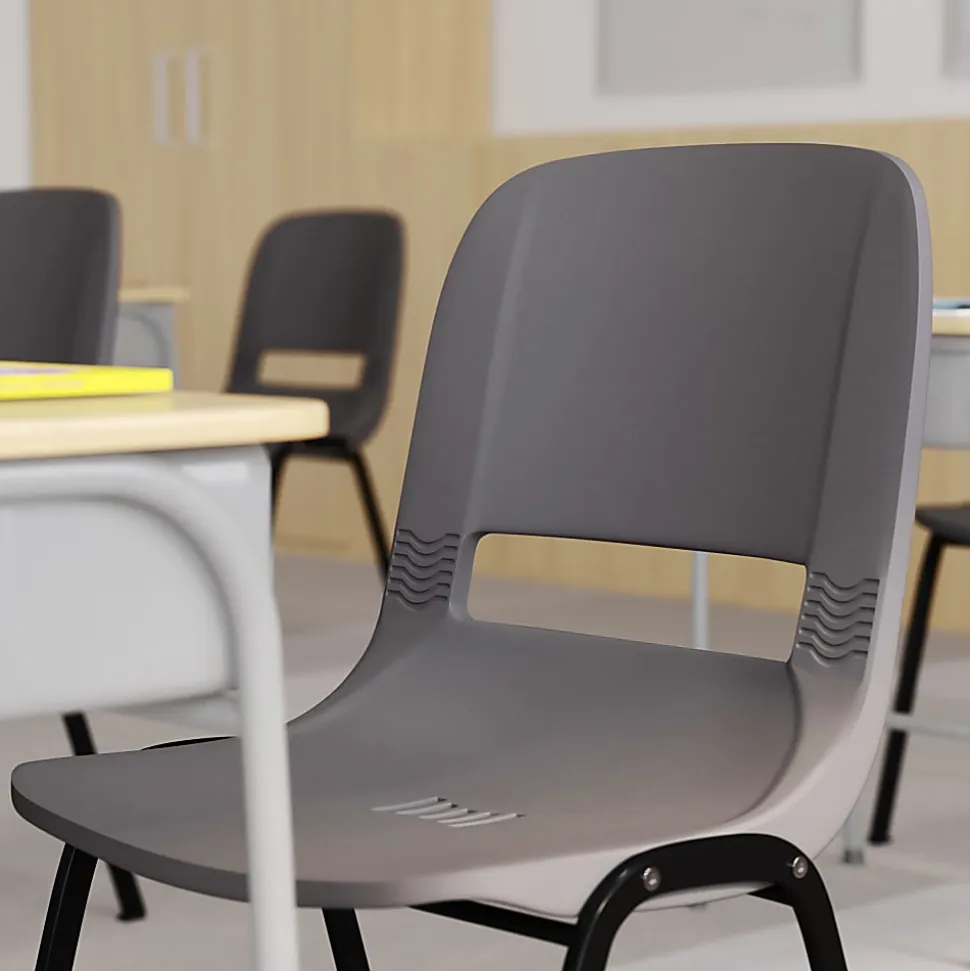 Flash Furniture HERCULES Series Ergonomic Stack Chair, Gray/Black