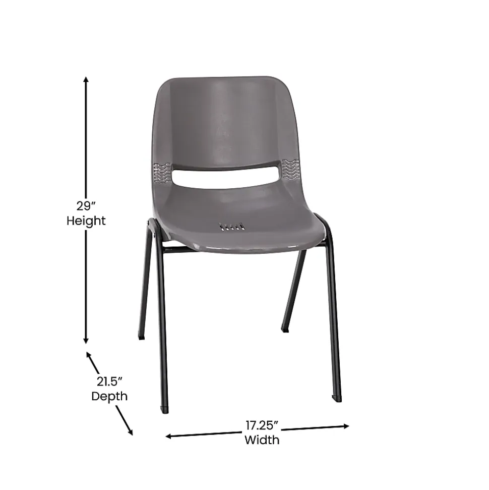 Flash Furniture HERCULES Series Ergonomic Stack Chair, Gray/Black
